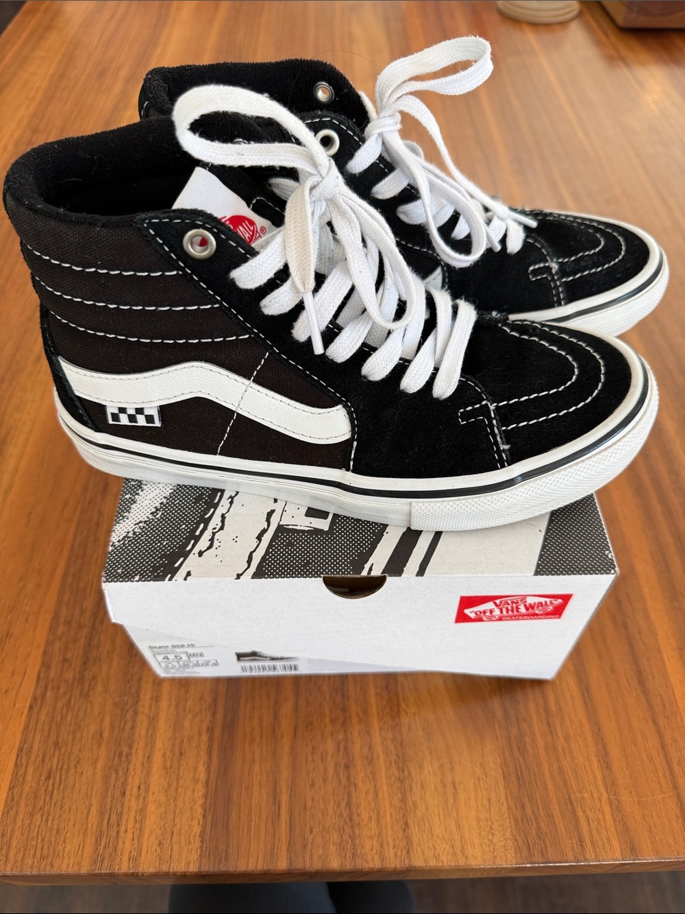 Vans Sk8-Hi white/BLACK Juniors 4.5